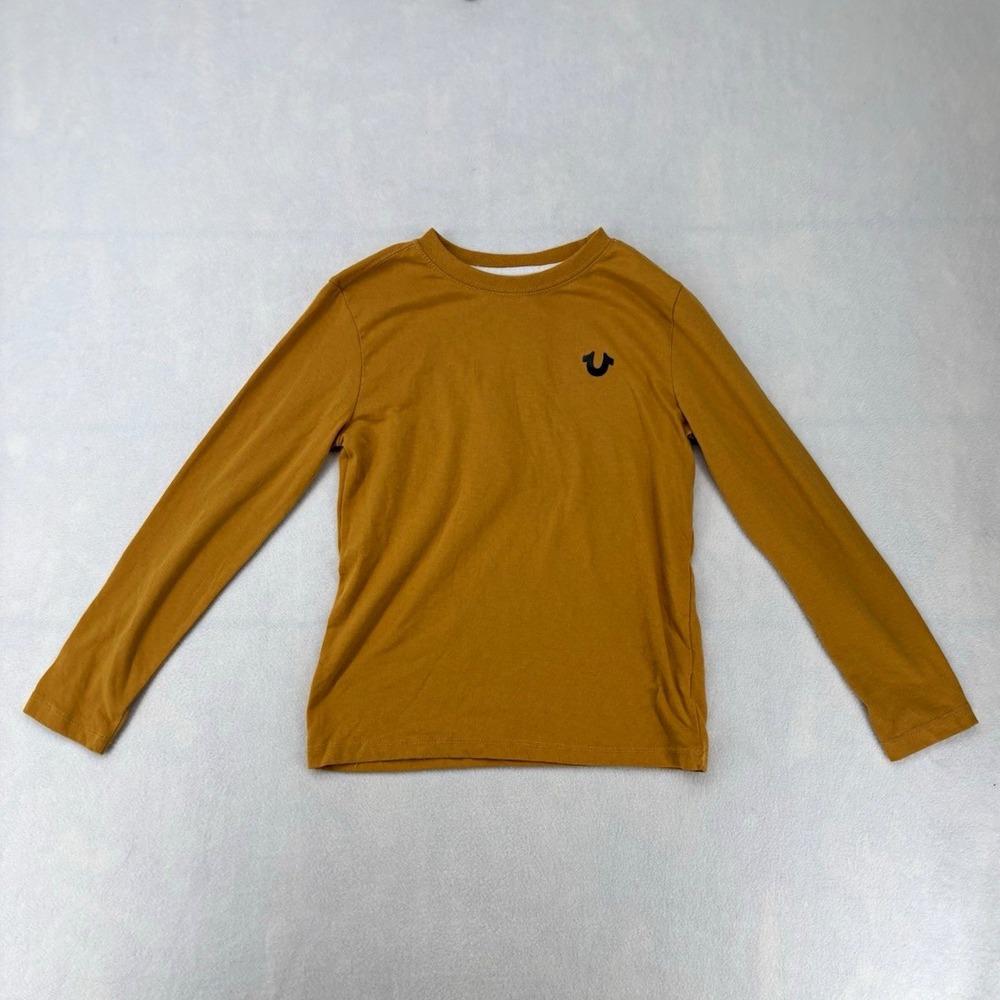 True Religion Brown Long Sleeve Crew Neck Graphic Print Buddha Tee Kids M